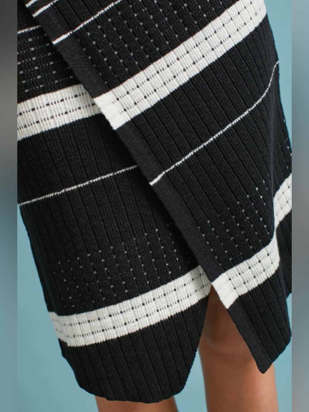 Anthropologie Moth Asymmetric Striped Knit Midi Dress Sleeveless Black White XS - Picture 3 of 9
